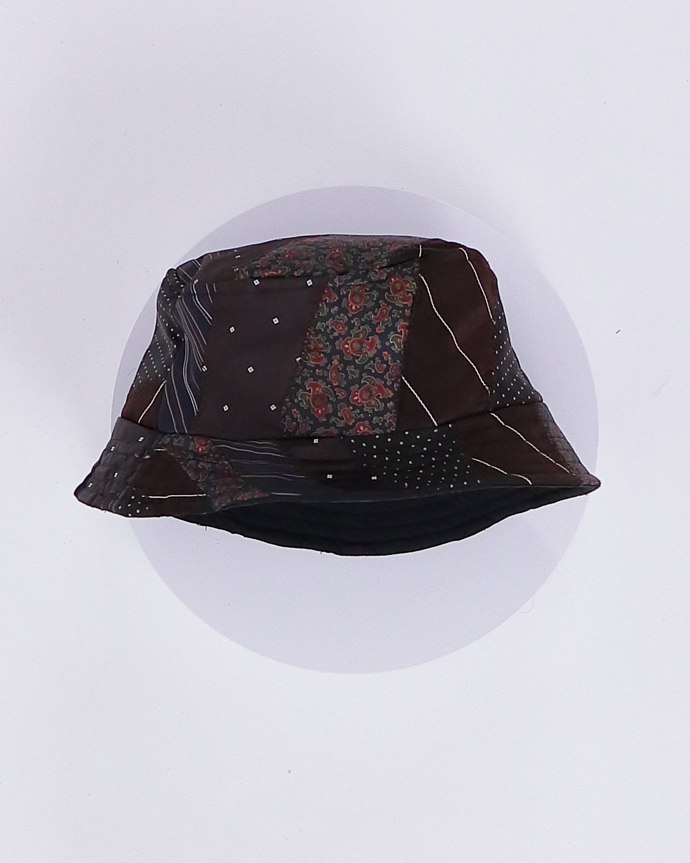 Chocolate Brown Striped & Paisley Tie Bucket Hat