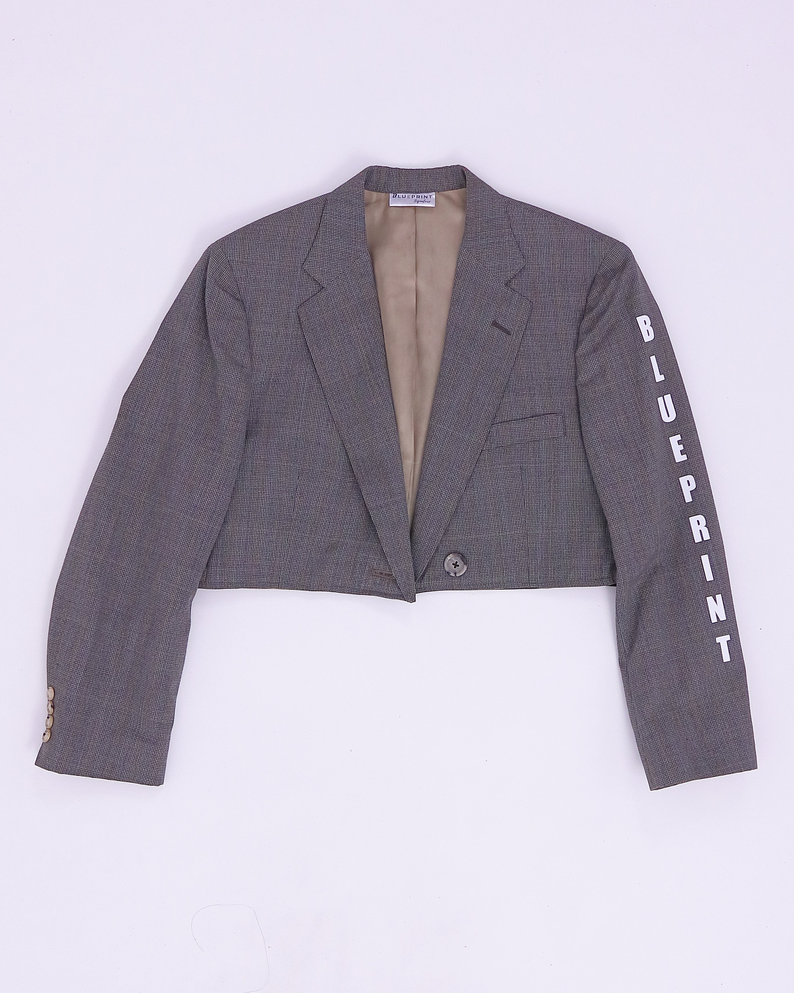 Blueprint Brown Wool Cropped Blazer - Tweed