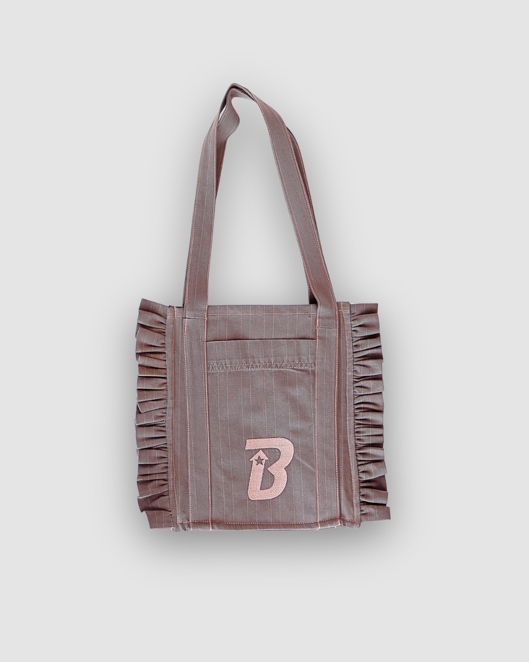 Ruffled Tote Bag (Small Striped Denim)