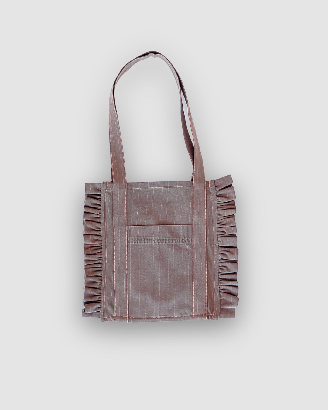 Ruffled Tote Bag (Small Striped Denim)