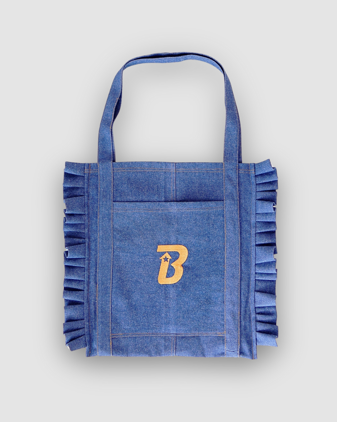 Ruffled Tote Bag (Large Denim)