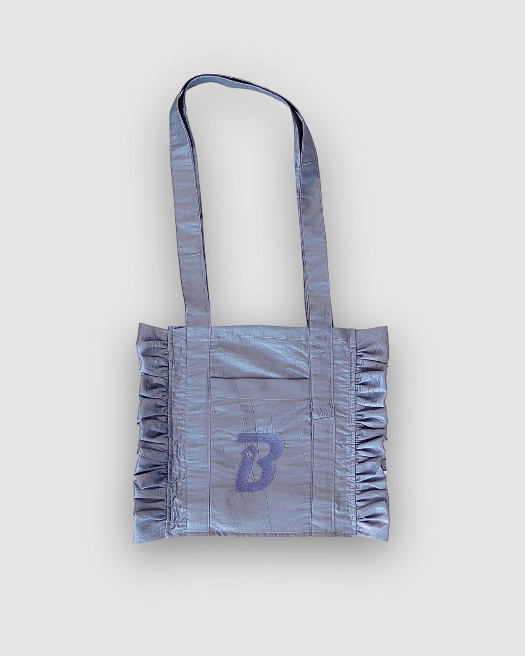 Ruffled Tote Bag (Small Silver)