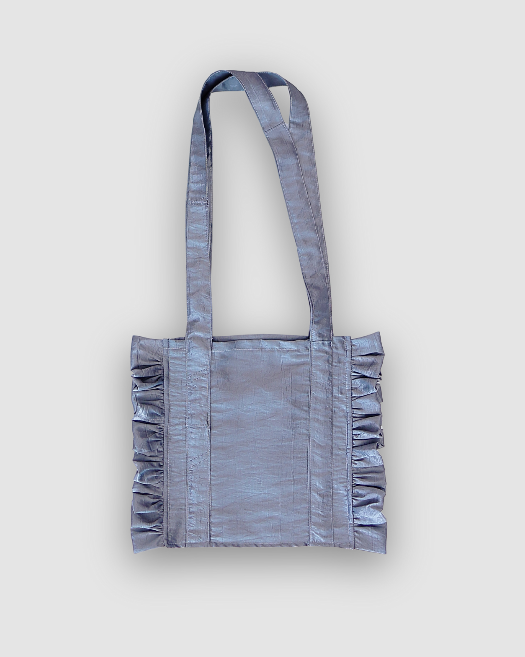 Ruffled Tote Bag (Small Silver)