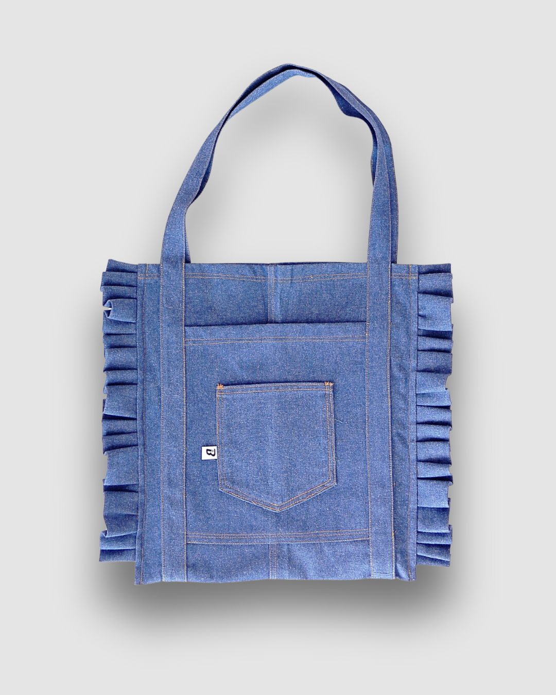 Ruffled Tote Bag (Large Denim)