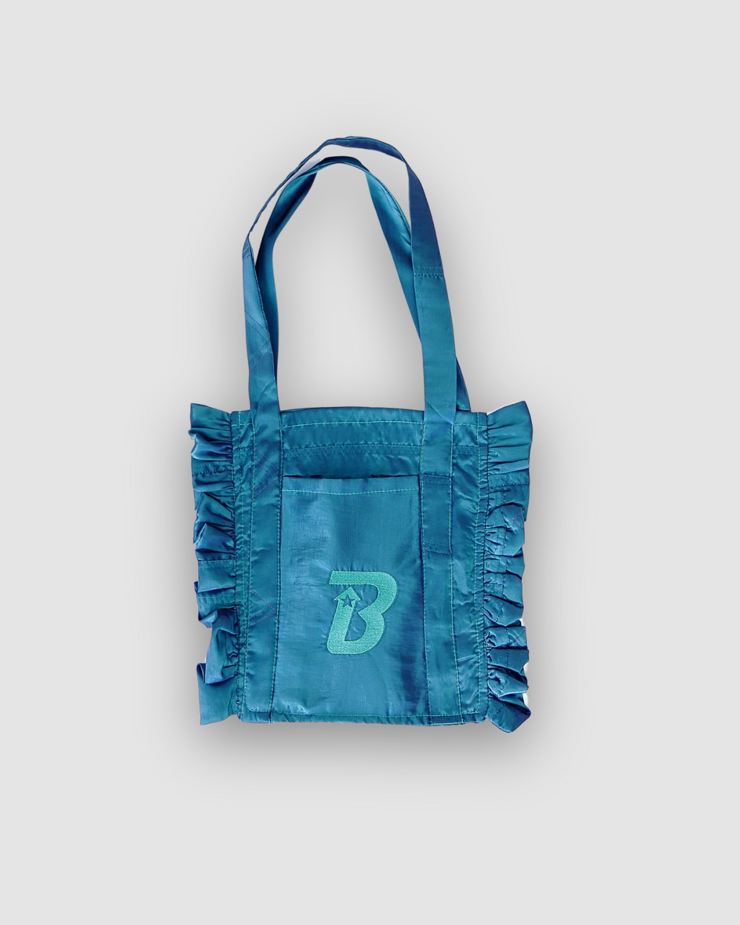 Ruffled Tote Bag (Small Blue/Green)