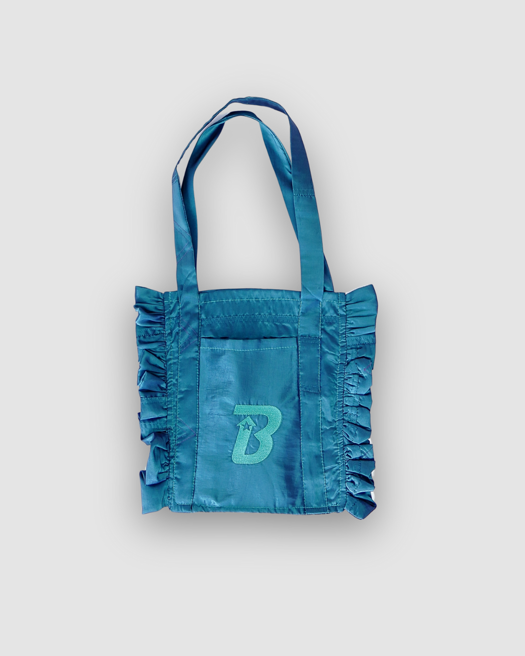 Ruffled Tote Bag (Small Blue/Green) – Blueprint Signature