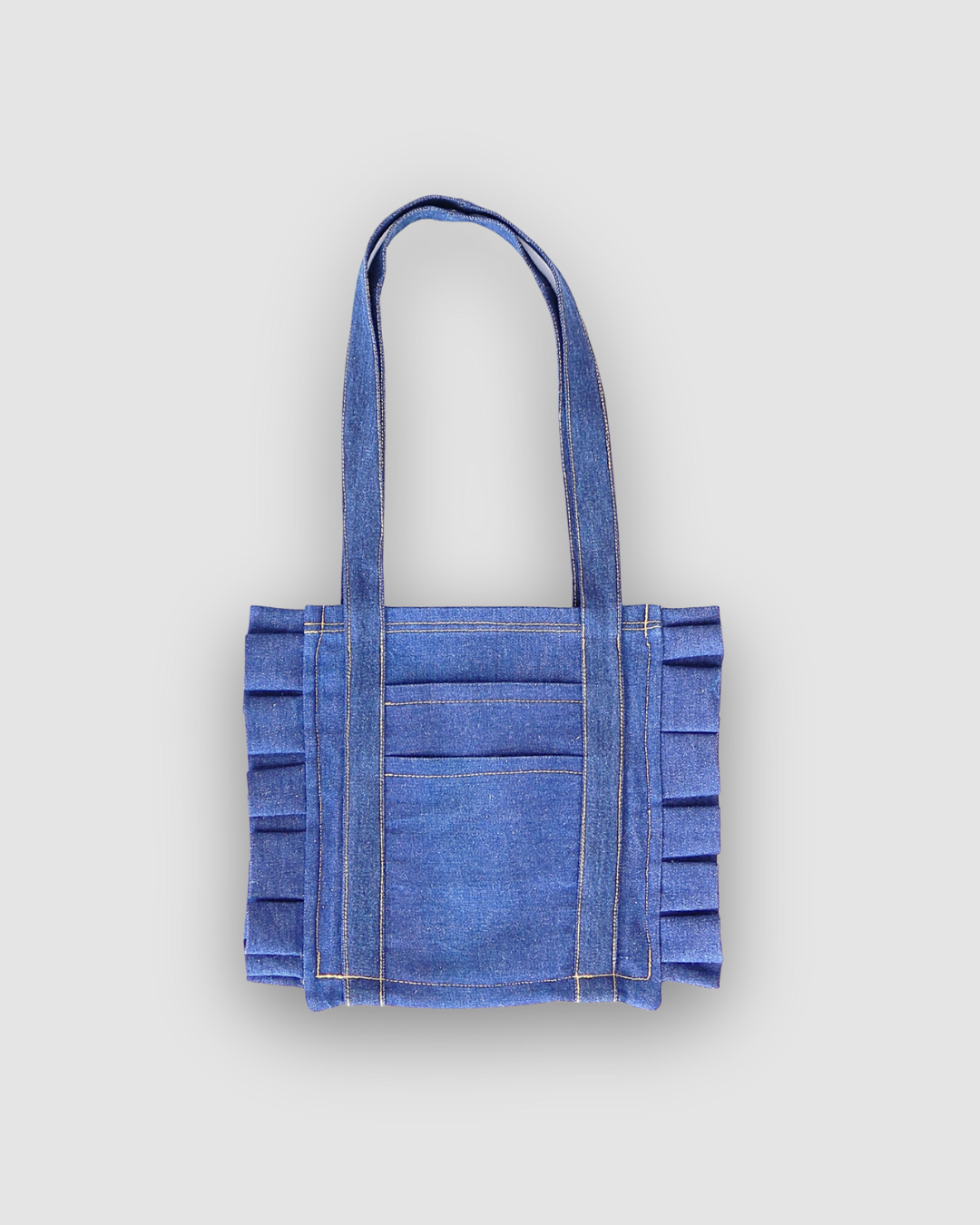 Ruffled Tote Bag (Small Denim)