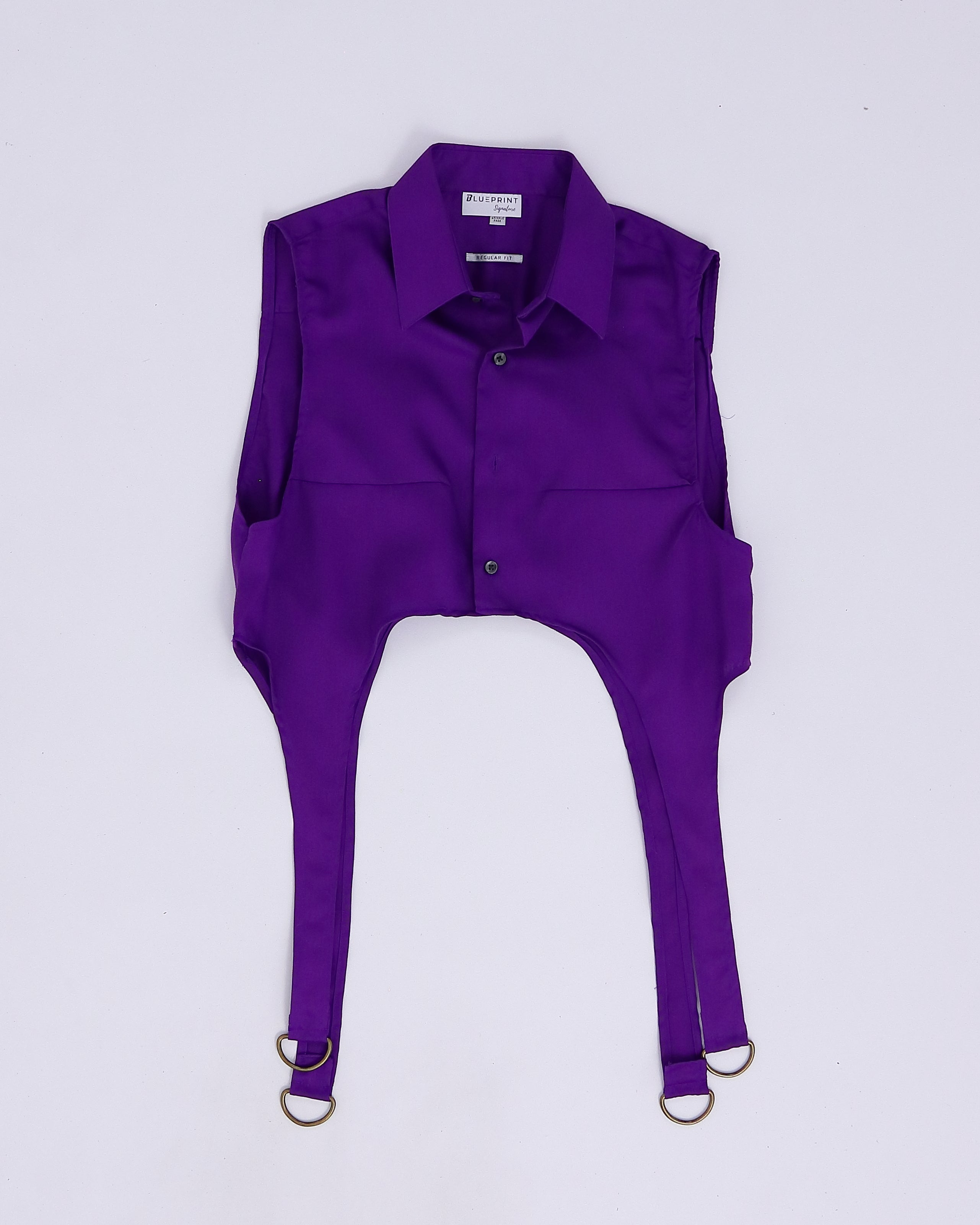Sleeveless Cropped Garter Blouse - purple