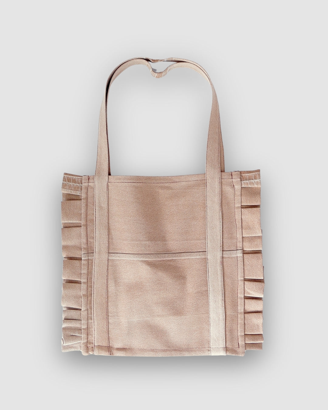 Ruffled Tote Bag (Large Tan Denim)