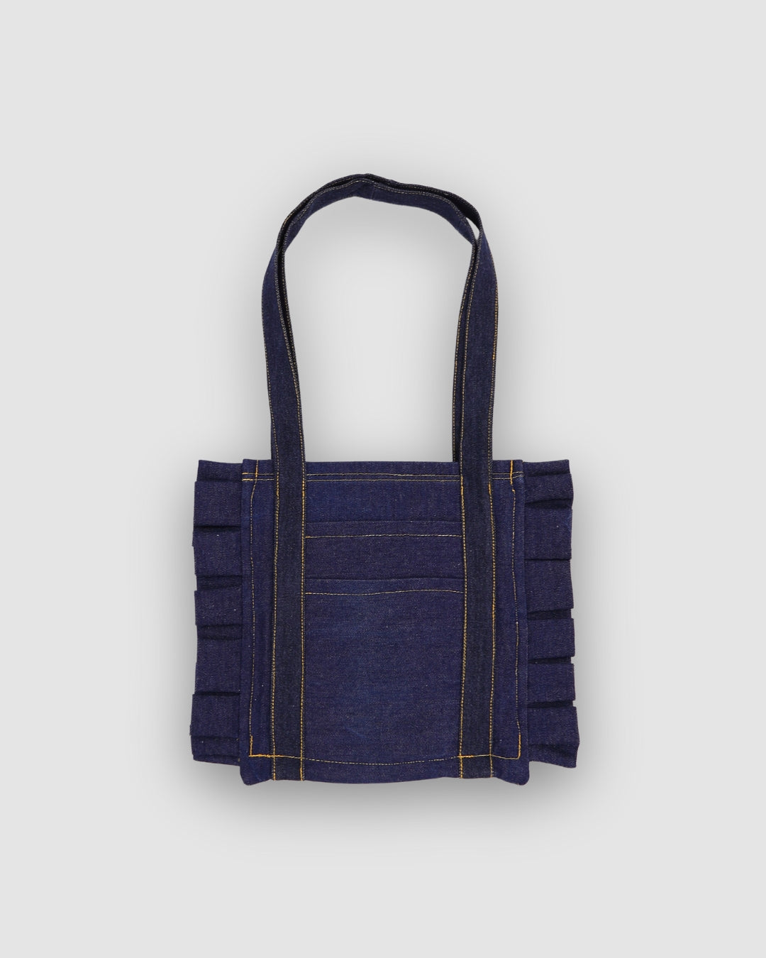 Ruffled Tote Bag (Small Dark Denim)