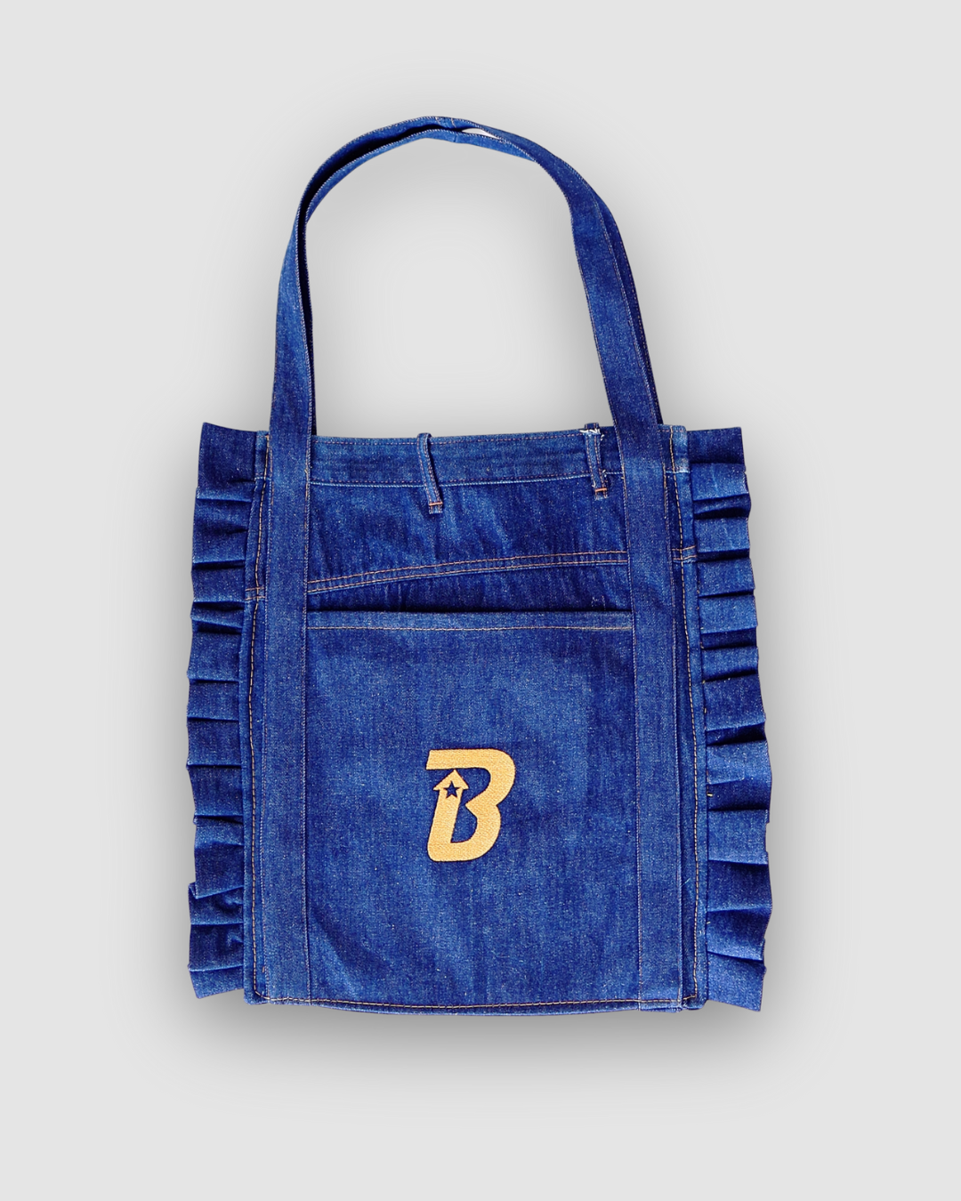 Ruffled Tote Bag (Large Denim)