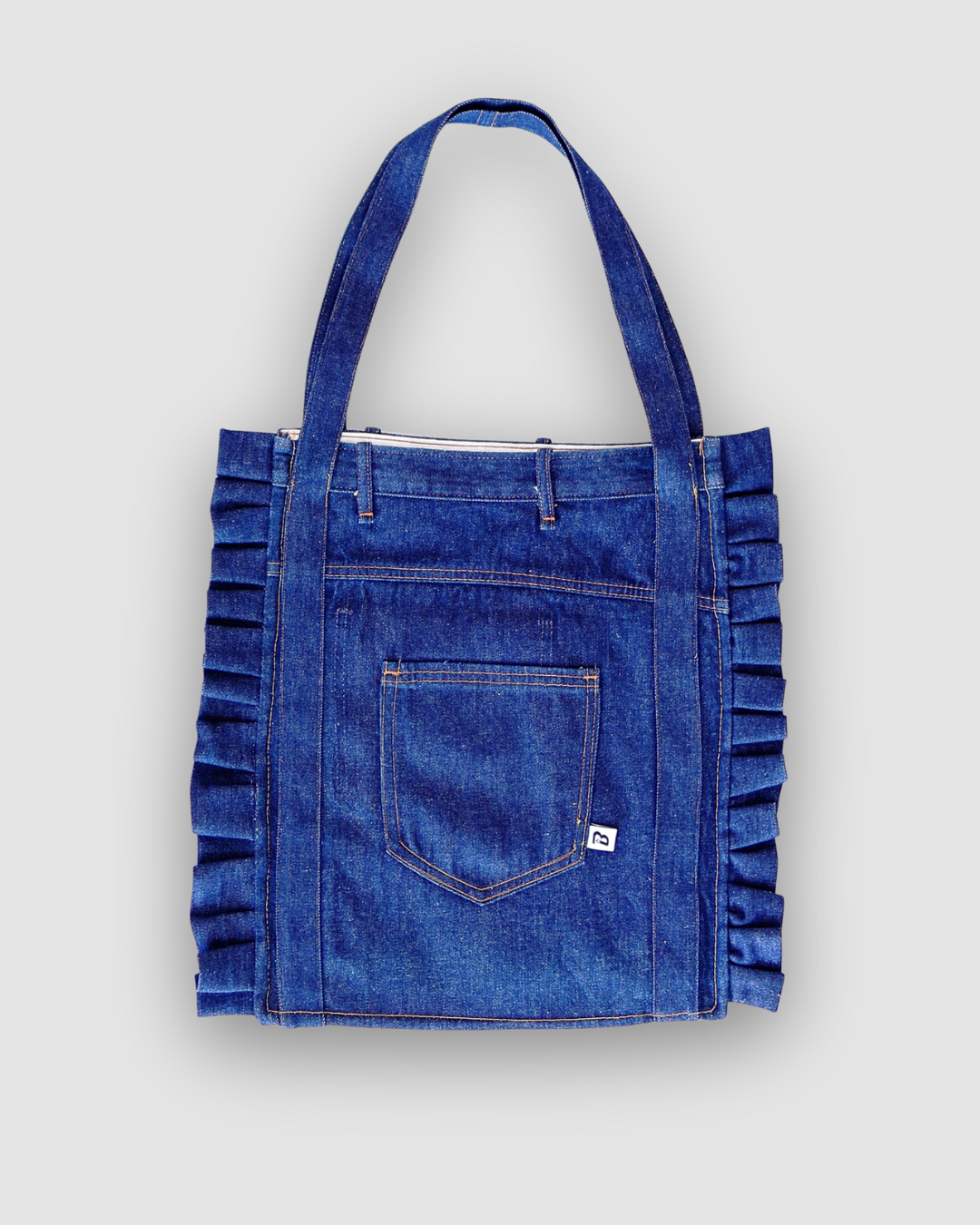 Ruffled Tote Bag (Large Denim)