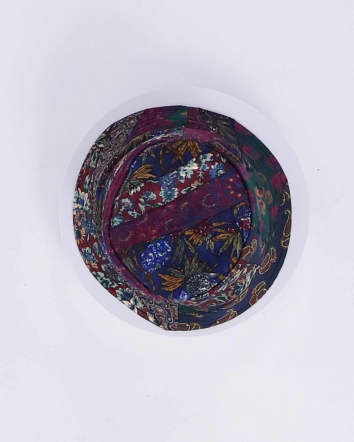Maroon & Navy Floral Tie Bucket Hat