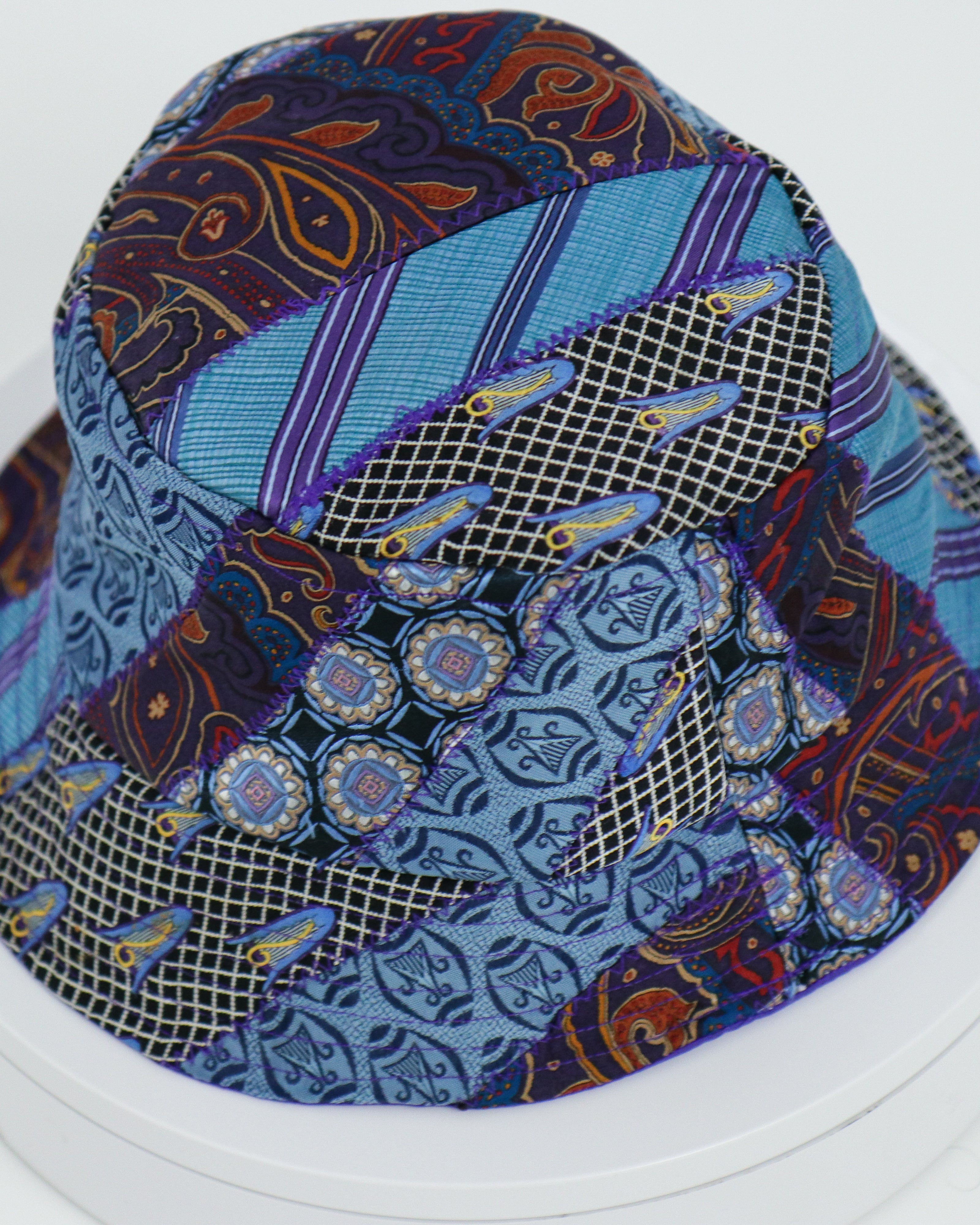 Blue & Purple Patterned Tie Bucket Hat