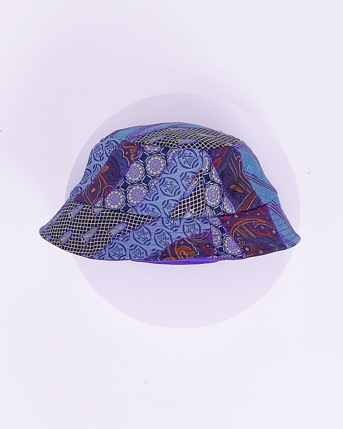 Blue & Purple Patterned Tie Bucket Hat