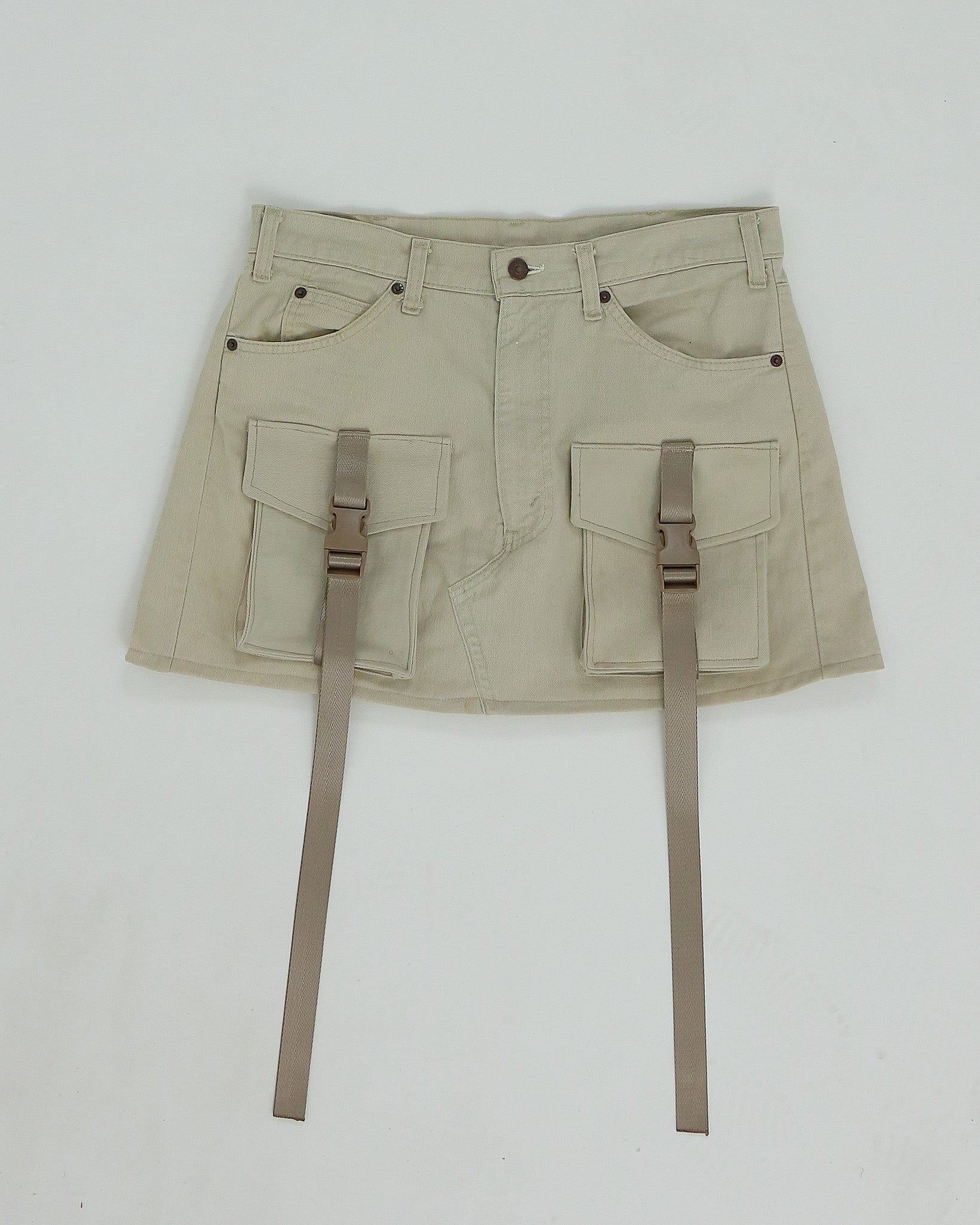 Vintage Brand Tan Denim Mini Cargo Skirt