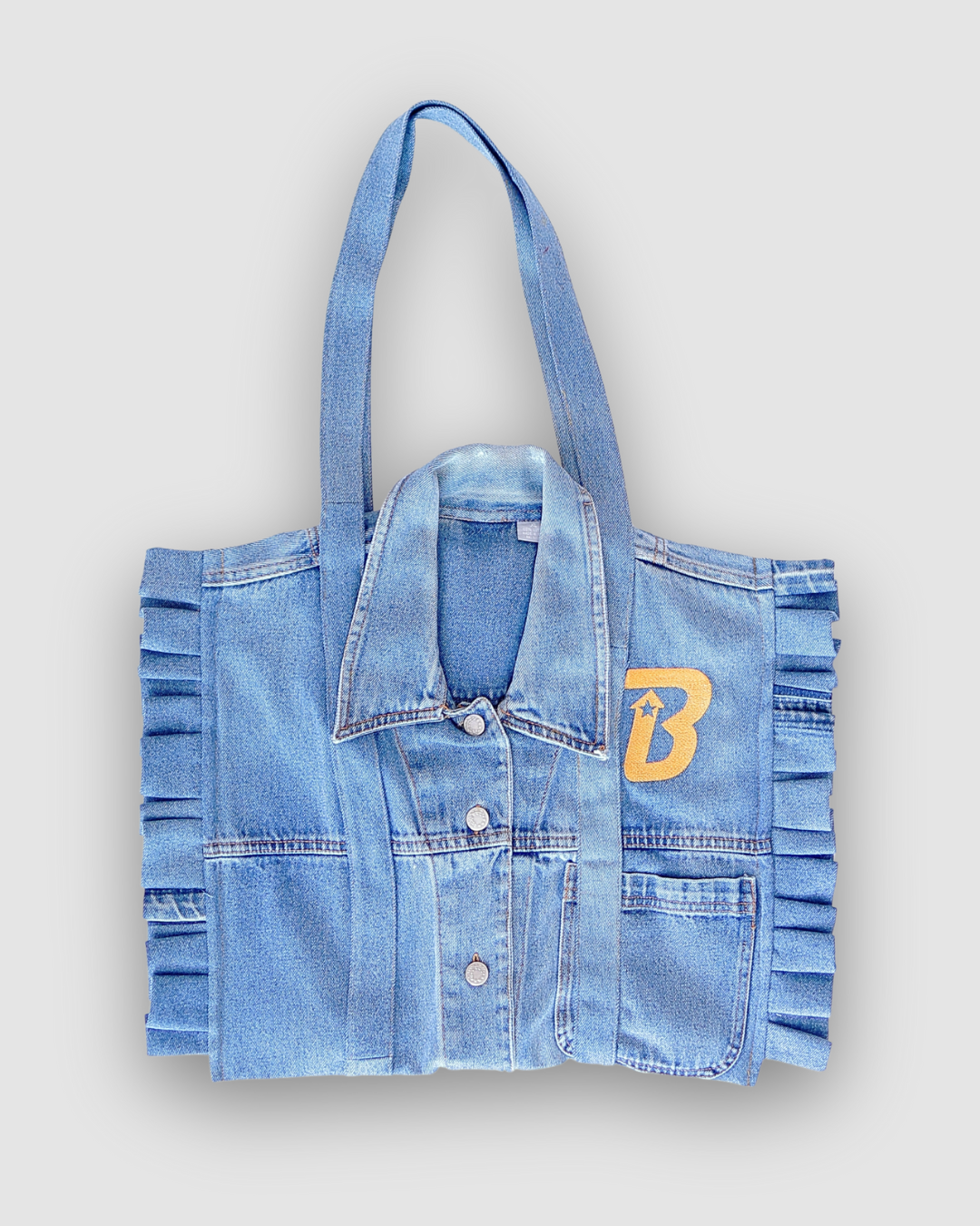 Ruffled Tote Bag (Large Denim)