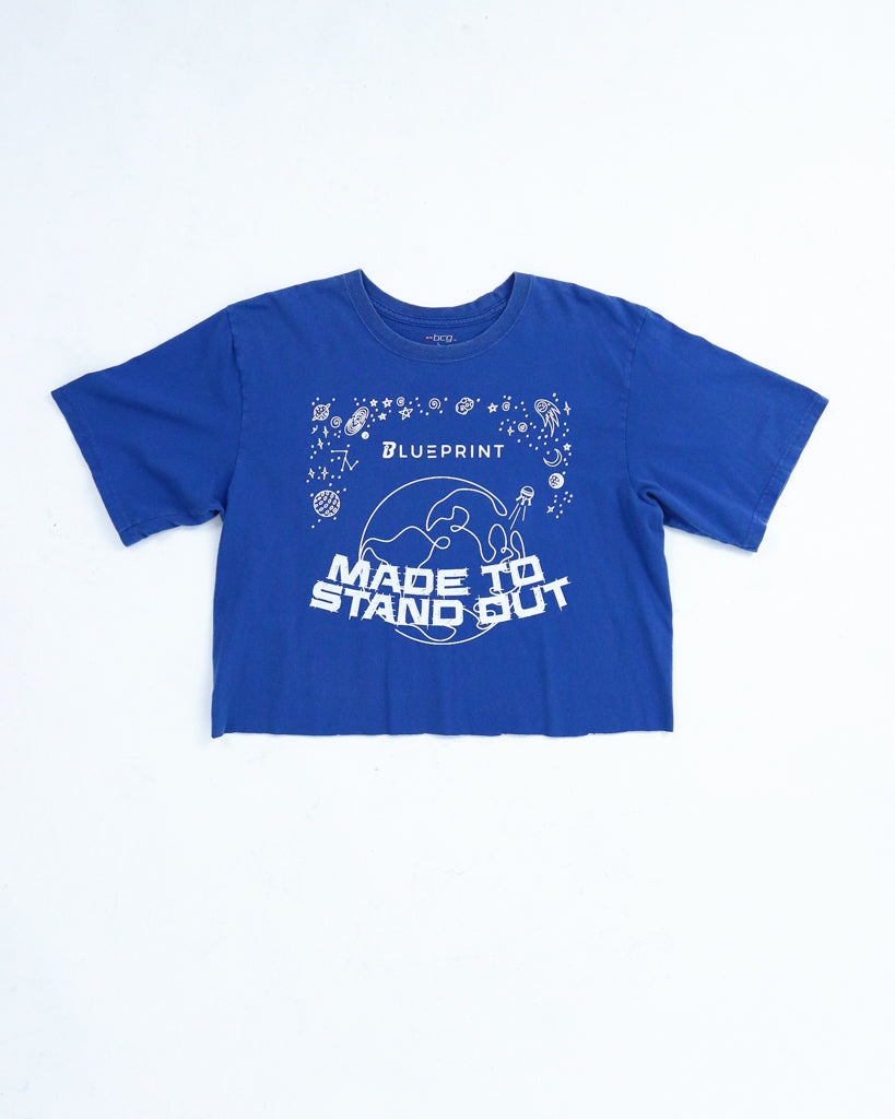 Alien Earth Day Cropped Tee - (Large Blue)
