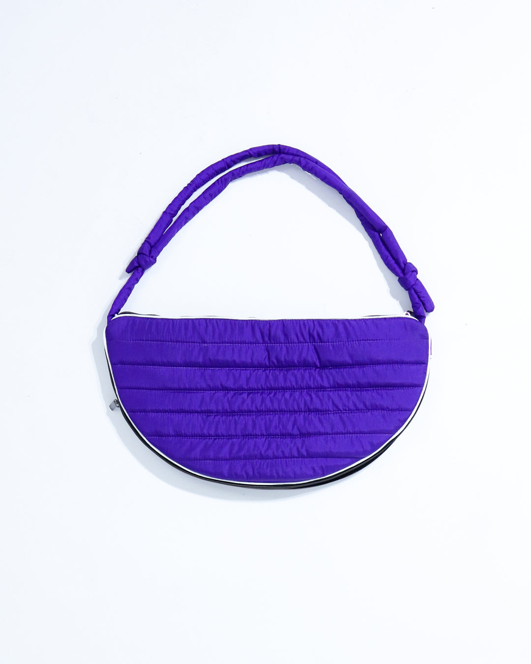 Puffer Crescent Shoulder Bag - purple