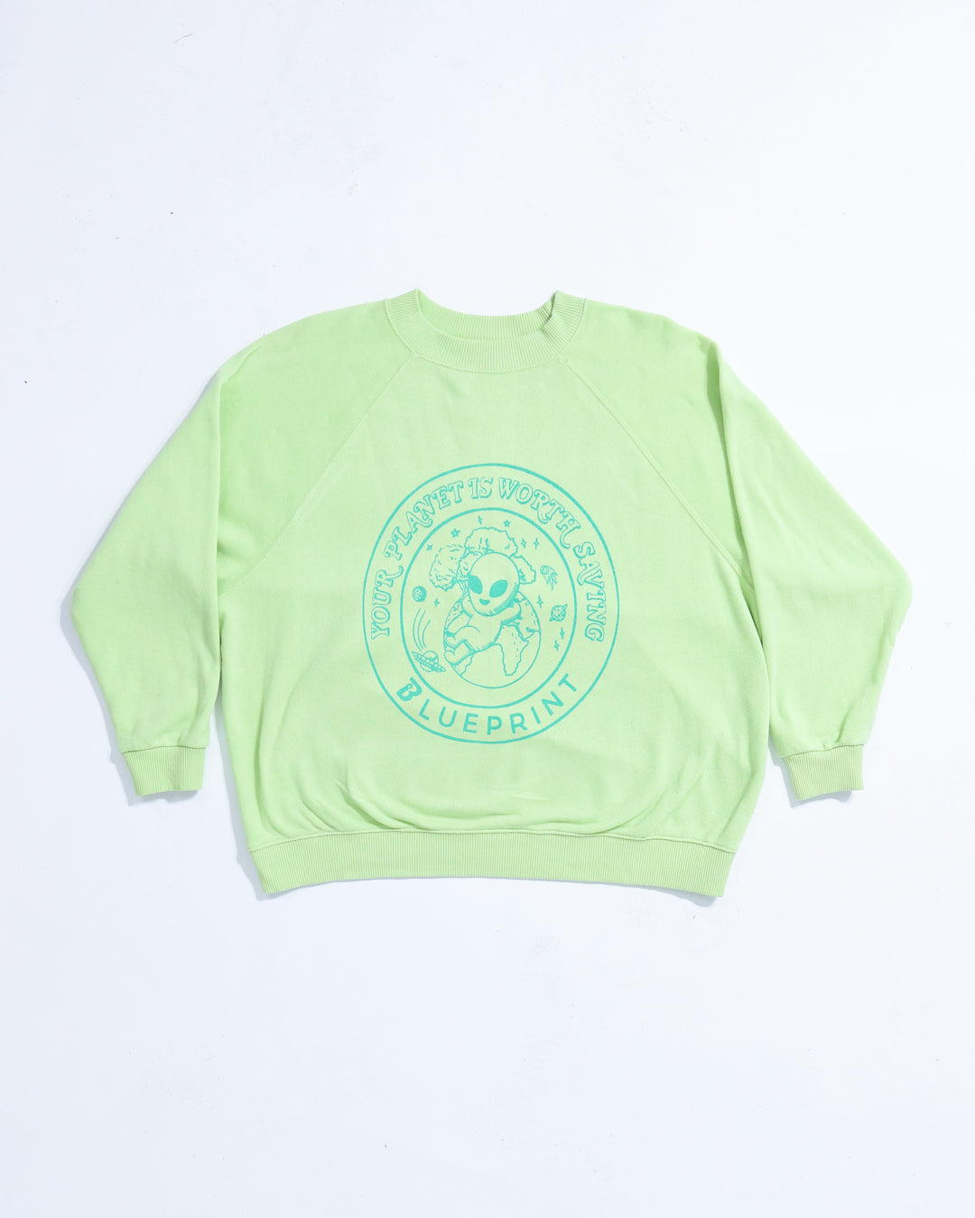 Alien Earth Day Sweatshirt - Lime (Large)