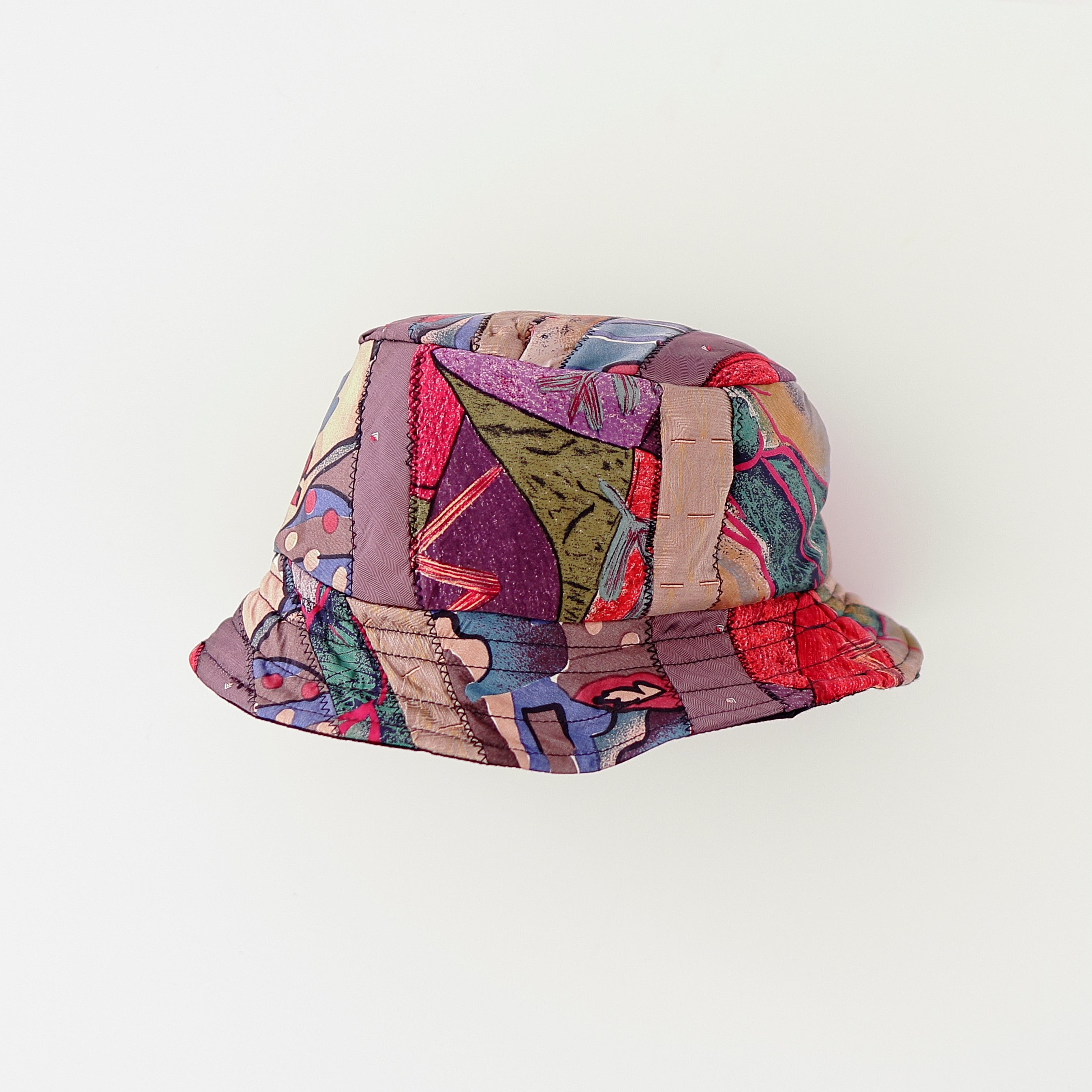 Multi-Color Upcycled Tie Bucket Hat