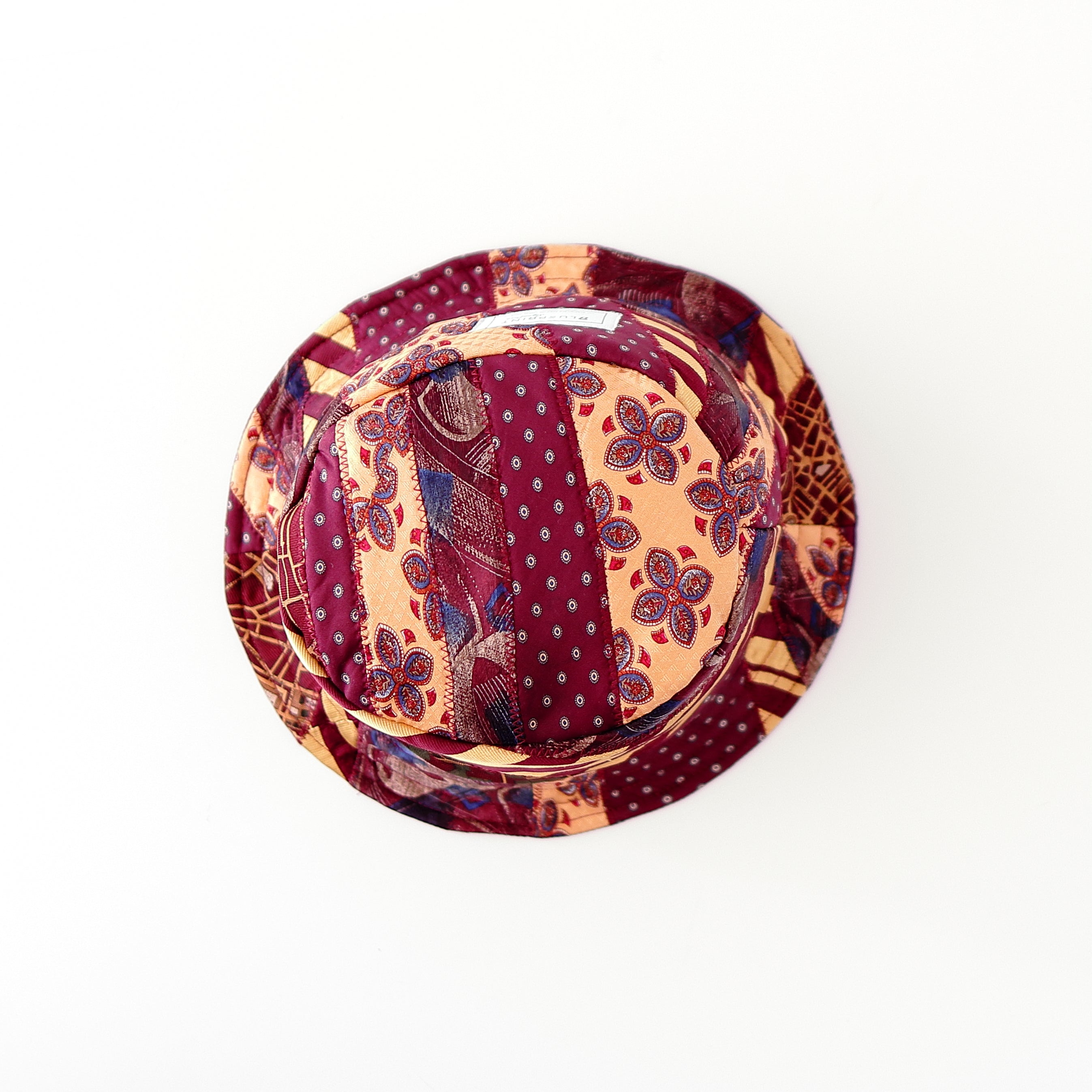 Red & Yellow Upcycled Tie Bucket Hat