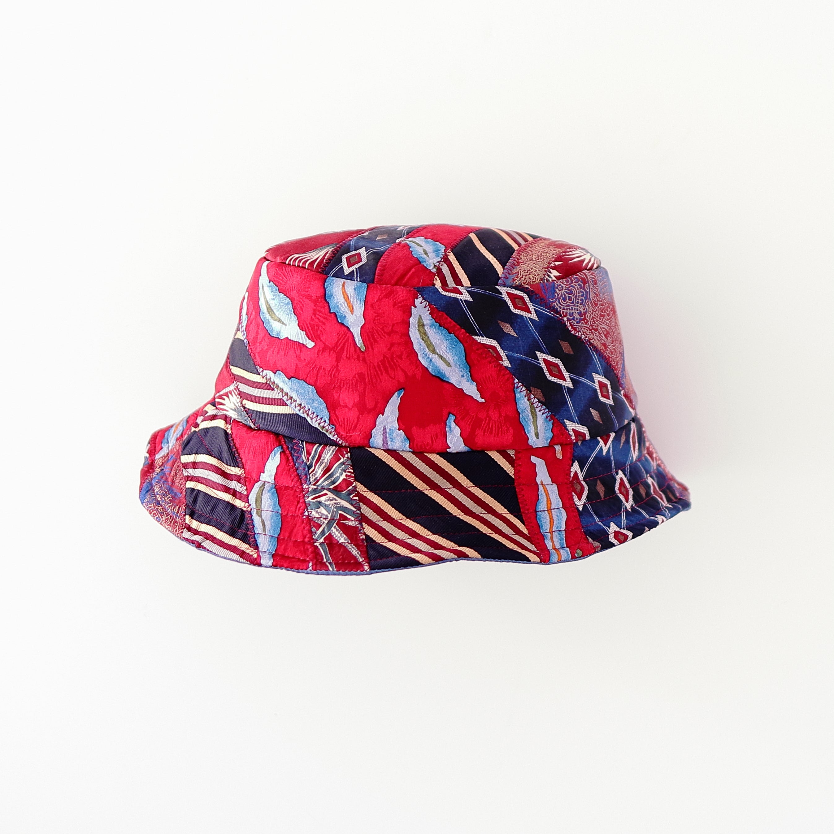 Red Upcycled Tie Bucket Hat