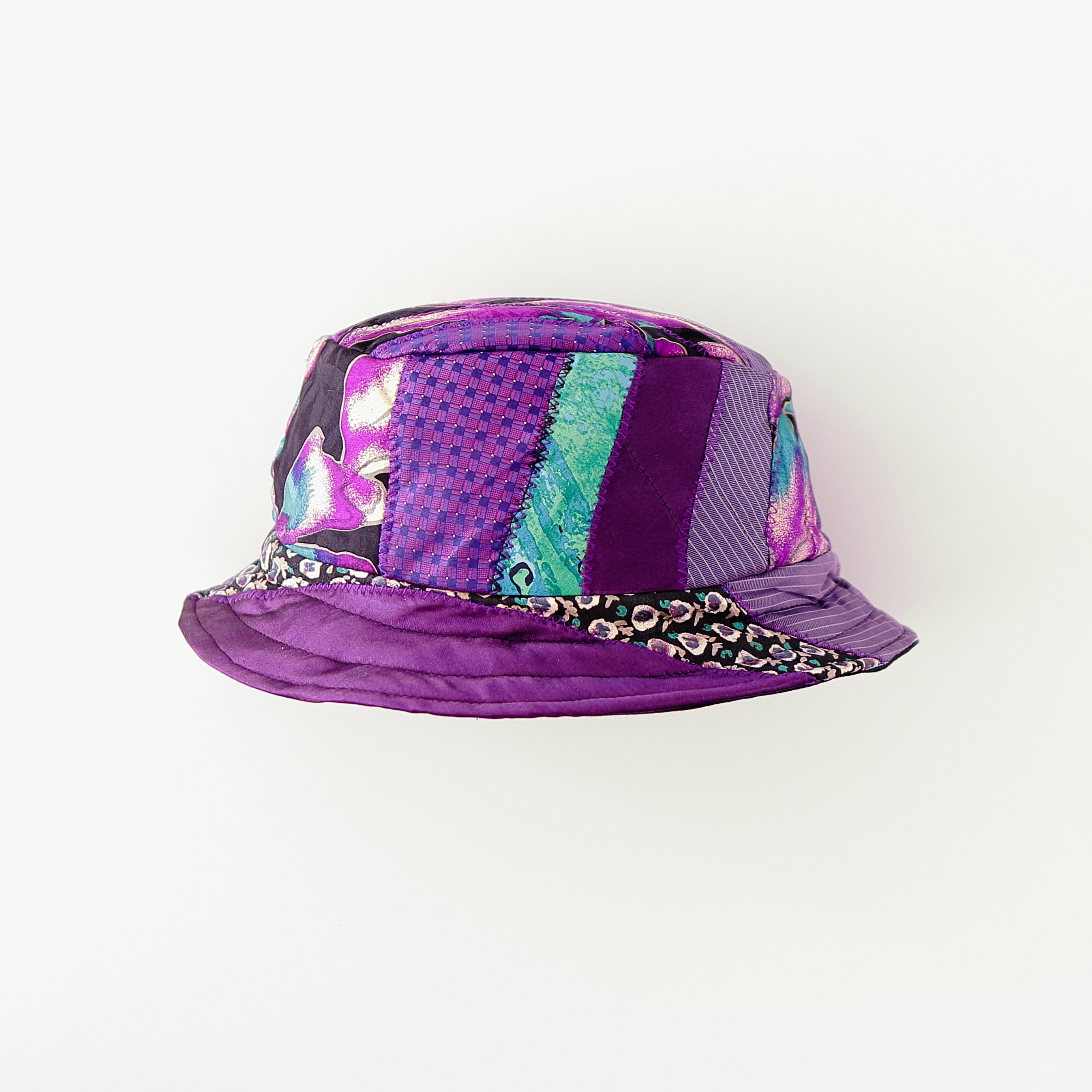 Purple Upcycled Tie Bucket Hat