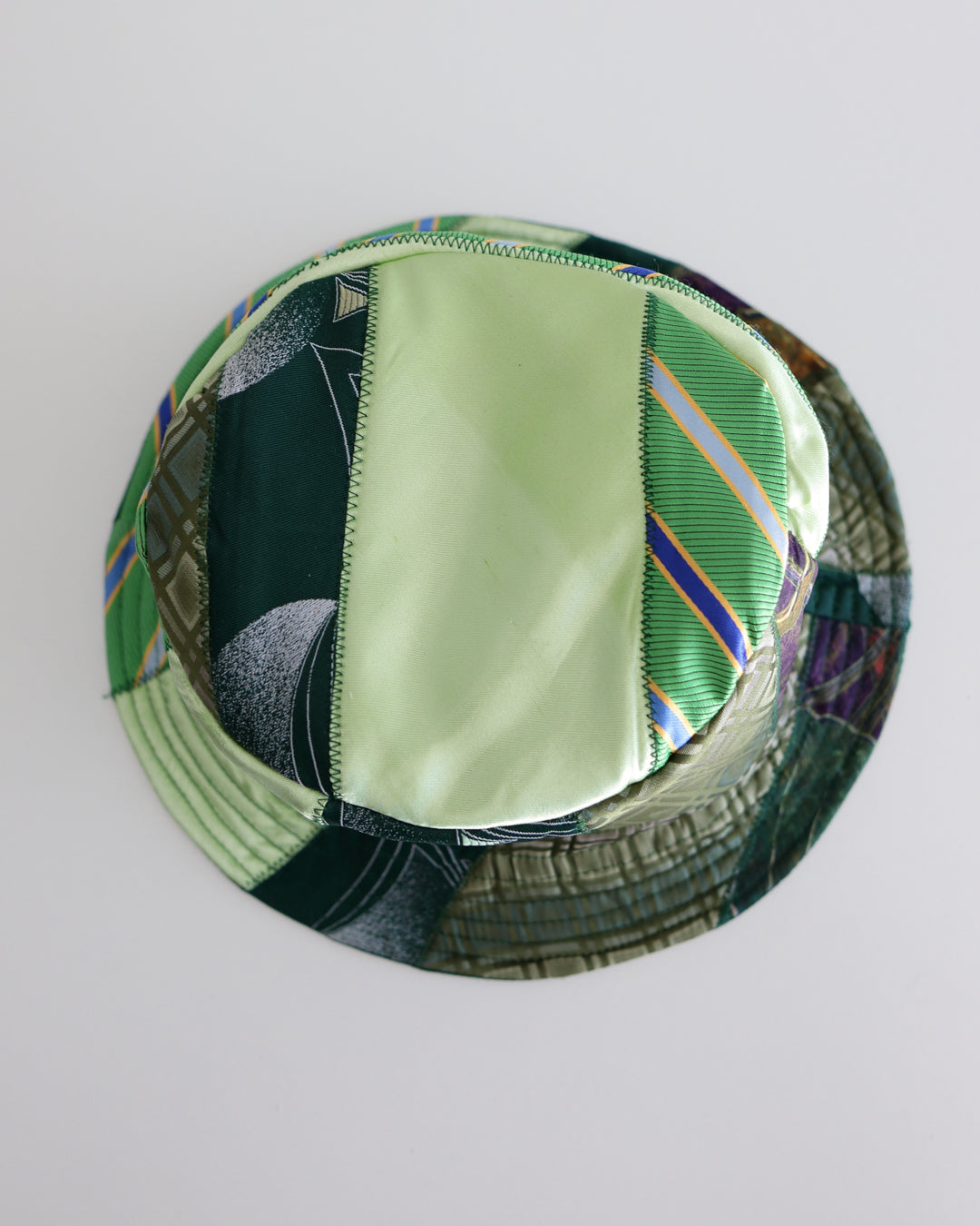 Green Upcycled Tie Bucket Hat